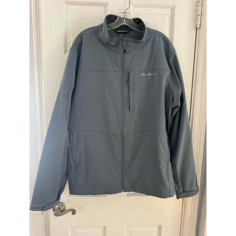 Eddie Bauer Men's‎ 2XL Softshell Jacket Full Zip Blue Gray Outdoor